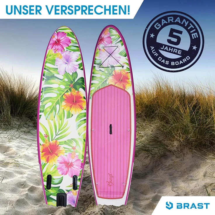 BRAST SUP Board Lady Aufblasbares Stand up Paddle Set für Frauen 300cm Eden incl. Zubehör 5 Jahre Garantie Fußschlaufe Paddel Pumpe Rucksack - Preisvergleich – Bild 2