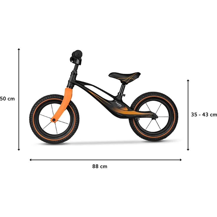 Lionelo Bart Laufrad ab 2 Jahre bis zu 30 kg Magnesiumrahmen 12 Zoll Räder Lenkrad und Sattel höhenverstellbar Lenkradschloss Fußstütze Tragegriff Ultraleicht (Schwarz-Orange) – Bild 5