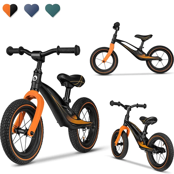 Lionelo Bart Laufrad ab 2 Jahre bis zu 30 kg Magnesiumrahmen 12 Zoll Räder Lenkrad und Sattel höhenverstellbar Lenkradschloss Fußstütze Tragegriff Ultraleicht (Schwarz-Orange) – Bild 2