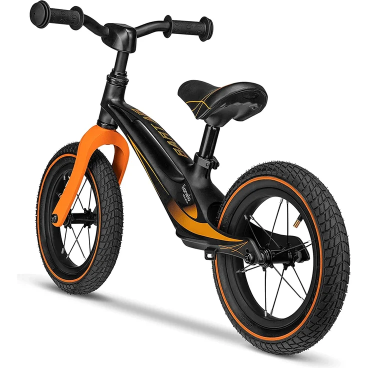 Lionelo Bart Laufrad ab 2 Jahre bis zu 30 kg Magnesiumrahmen 12 Zoll Räder Lenkrad und Sattel höhenverstellbar Lenkradschloss Fußstütze Tragegriff Ultraleicht (Schwarz-Orange) – Bild 8