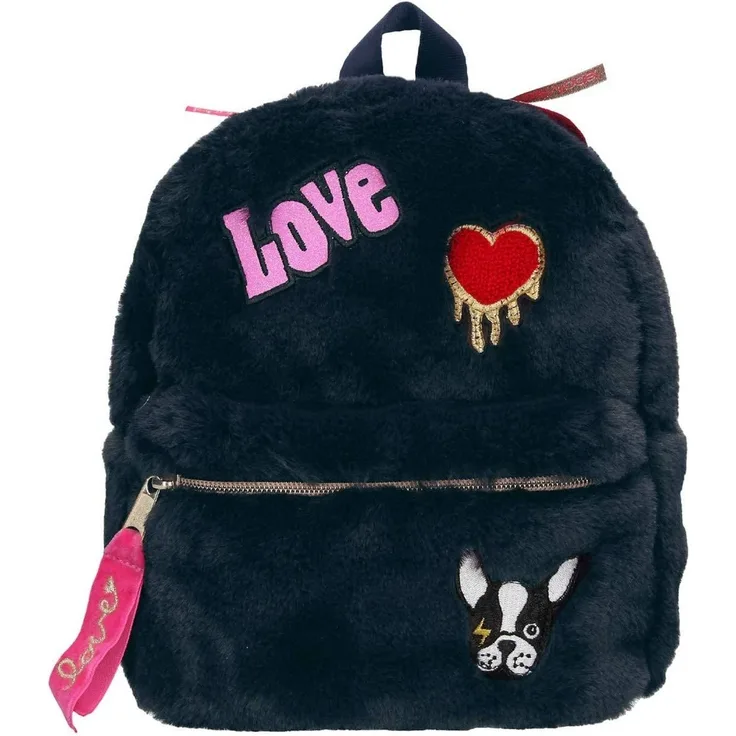 Depesche 10682 - Rucksack aus Kunstfell, TOPModel, ca. 23 x 20 x 10 cm, dunkelblau