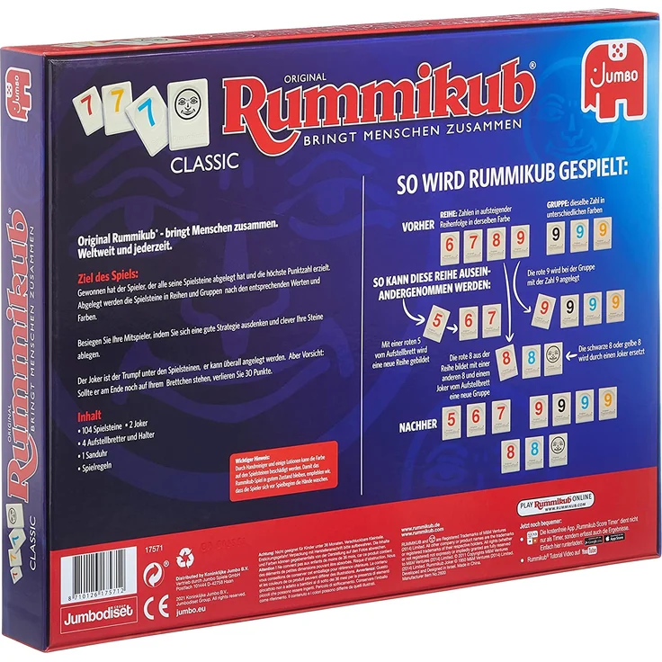Jumbo Spiele Original Rummikub Classic - der Spieleklassiker unter den Gesellschaftsspielen - für Erwachsene und Kinder ab 7 Jahren – Bild 4