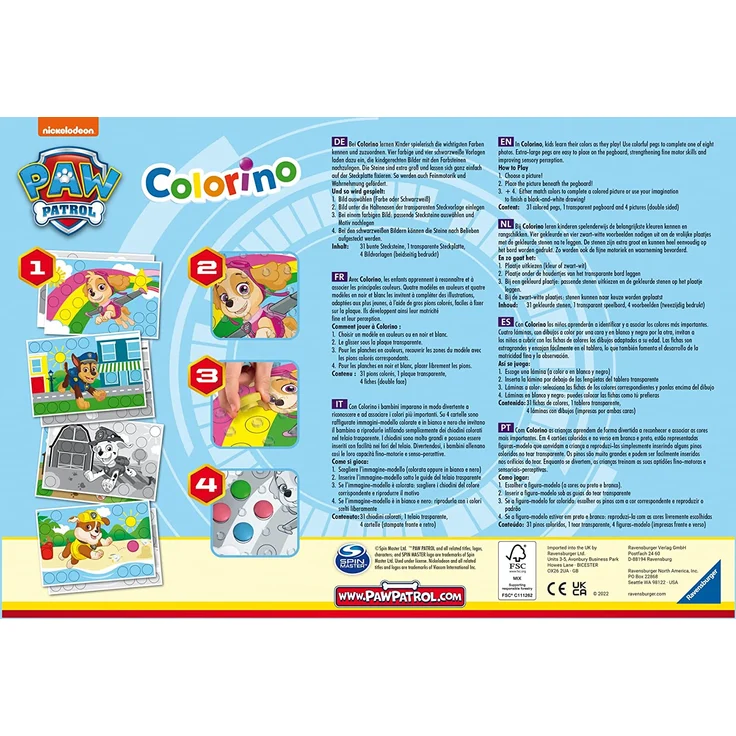 Ravensburger Kinderspiele - 20906 - Paw Patrol Colorino, Kinderspiel zum Farbenlernen, Mosaik Steckspiel, ab 2 Jahre - Preisvergleich – Bild 2