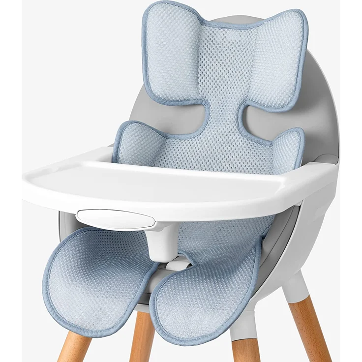 Navaris Kinderwagen Sitzauflage atmungsaktiv - Sommer Sitzeinlage für Buggy Kindersitz Babyschale - kühlt und schützt - Sommerbezug universal - grau/hellblau – Bild 5