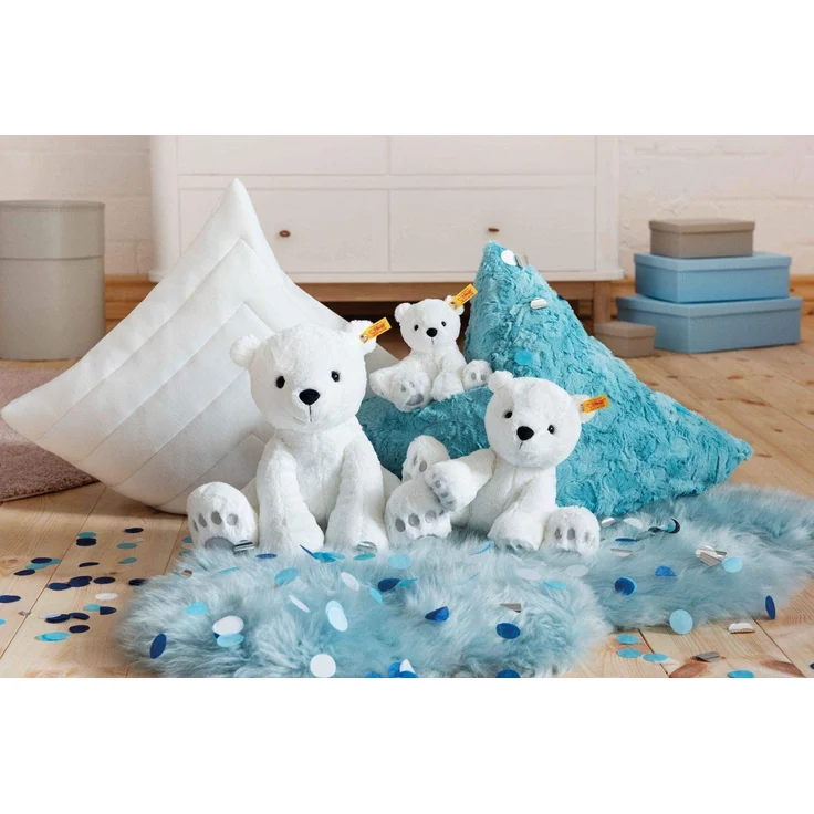Steiff 62636 Original Plüschtier Eisbär Soft Cuddly Friends Lasse, Kuscheltier ca. 28 cm, Markenplüsch Knopf im Ohr“, Schmusefreund für Babys von Geburt an, weiß – Bild 4