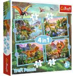 Puzzle 4in1 Unique TREFL dinosaurs
