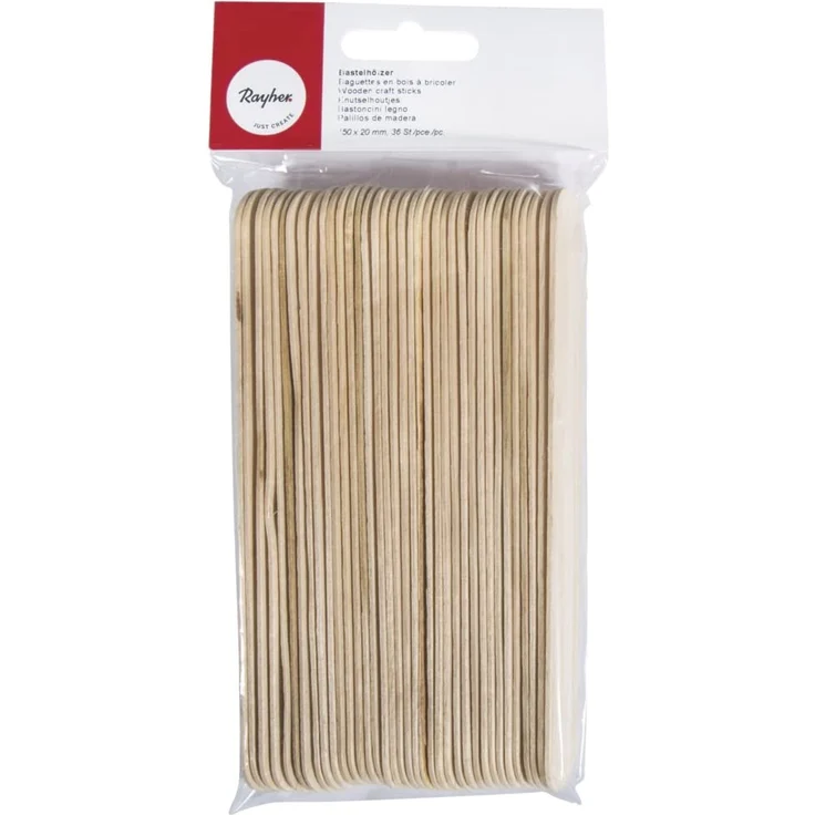 Rayher 6121631 Bastelhölzer, 150 mm x 20 mm, 36 Stück, natur, Holzspatel zum Basteln, Holzstiele - Preisvergleich – Bild 2