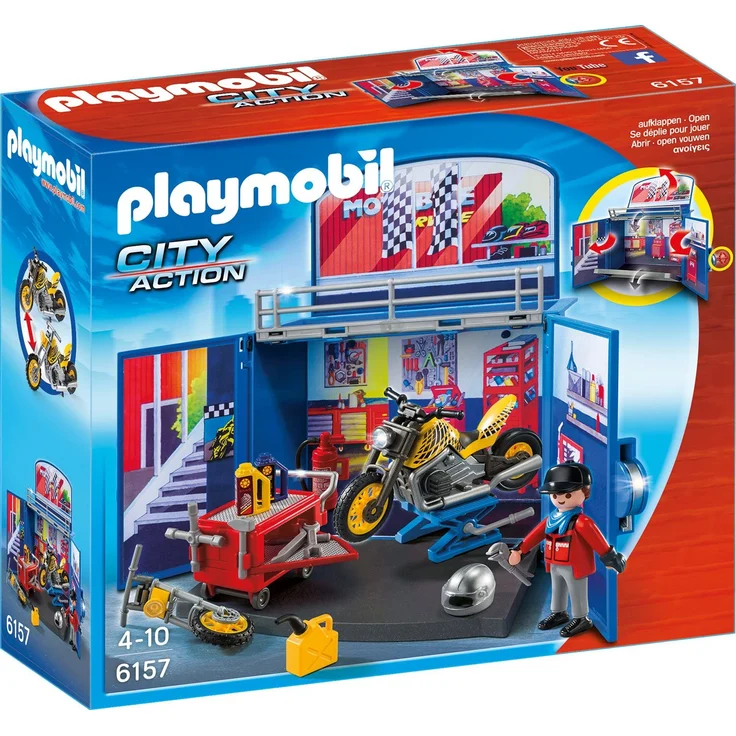 Playmobil 6157 - Motorradwerkstatt, Aufklapp-Spiel-Box – Bild 1