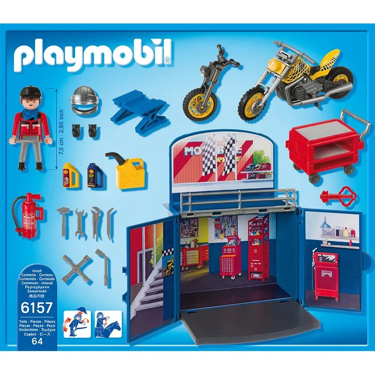 Playmobil 6157 - Motorradwerkstatt, Aufklapp-Spiel-Box – Bild 3