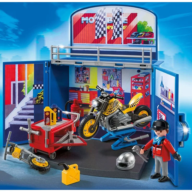 Playmobil 6157 - Motorradwerkstatt, Aufklapp-Spiel-Box – Bild 2