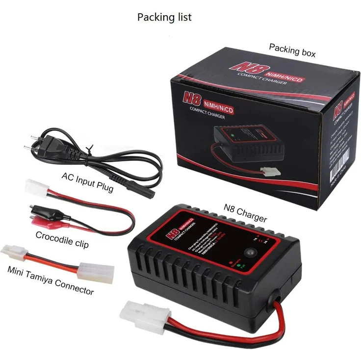 Intelligentes Nimh Ladegerät für 2-8 s Nimh / NiCD-Akku der Airsoft RC Car Boat Drone, RC-Ladegerät für NiMH / NiCD-Akku mit Standard- / Mini-Tamiya-Anschluss 2,4V 3,6V 4,8V 6V 7,2V 8,4V 9,6V – Bild 9