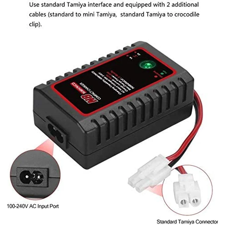Intelligentes Nimh Ladegerät für 2-8 s Nimh / NiCD-Akku der Airsoft RC Car Boat Drone, RC-Ladegerät für NiMH / NiCD-Akku mit Standard- / Mini-Tamiya-Anschluss 2,4V 3,6V 4,8V 6V 7,2V 8,4V 9,6V – Bild 5