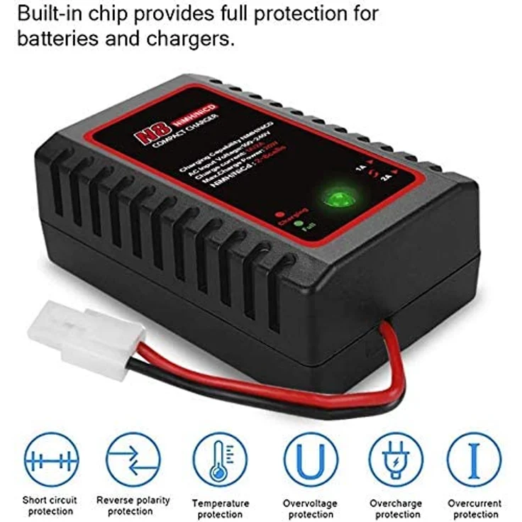 Intelligentes Nimh Ladegerät für 2-8 s Nimh / NiCD-Akku der Airsoft RC Car Boat Drone, RC-Ladegerät für NiMH / NiCD-Akku mit Standard- / Mini-Tamiya-Anschluss 2,4V 3,6V 4,8V 6V 7,2V 8,4V 9,6V – Bild 3