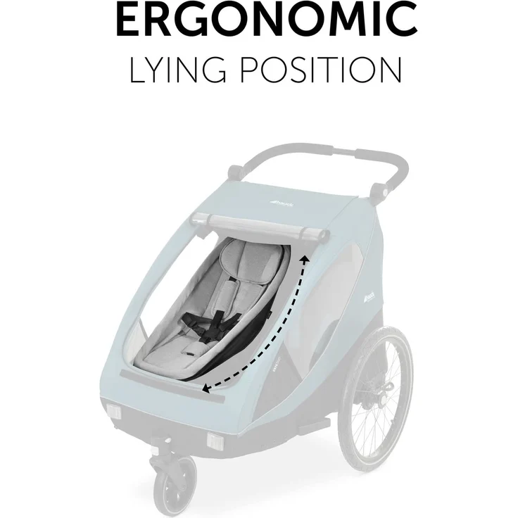 Hauck Babysitz für Fahrradanhänger DRYK DUO Baby Lounger/für Babys 1-10 Monate/mit Beindecke/Kopfpolster / 5-Punkt Gurt/Einfache Befestigung/Grau – Bild 6