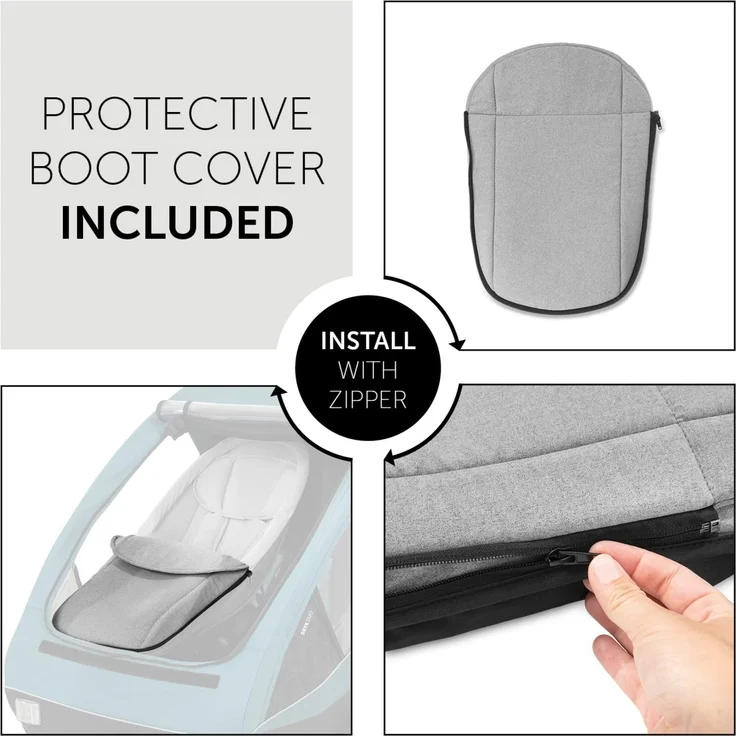 Hauck Babysitz für Fahrradanhänger DRYK DUO Baby Lounger/für Babys 1-10 Monate/mit Beindecke/Kopfpolster / 5-Punkt Gurt/Einfache Befestigung/Grau – Bild 4