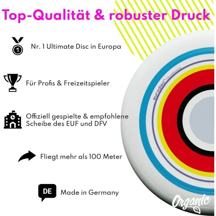 Ballaballa - Eurodisc Organic Ultimate Frisbee 175g - Summer | 175gr. Ø27,50cm – Bild 2