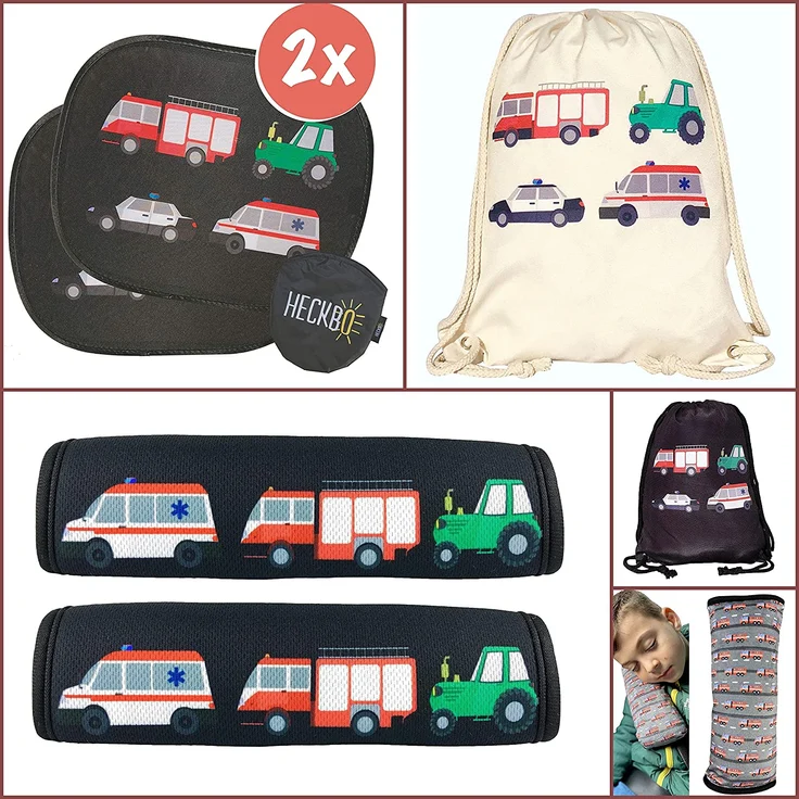 HECKBO® - 1x Auto Gurtschutz mit Feuerwehr, Traktor, Krankenwagen Motiv - für Kinder, Jungen, Jungs - Sicherheitsgurt Schulterpolster Schulterkissen Autositze Gurtpolster - auch für Fahrrad-Sitze – Bild 7