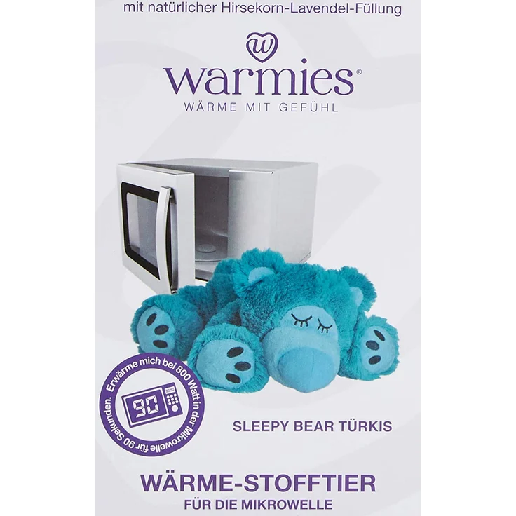 Warmies® Wärmekissen/Stofftier'Sleepy Bear türkis' Hirse Lavendelfüllung 35cm 700g – Bild 2
