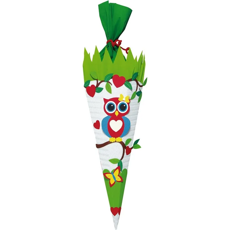 Ursus 9850012 Schultüte Bastelset Eule 1, sechseckig, Höhe ca. 68 cm, Duchmesser ca. 20 cm, inklusive Bastelanleitung und Vorlagebogen, zum Selbstbasteln, ideal für die Einschuluung