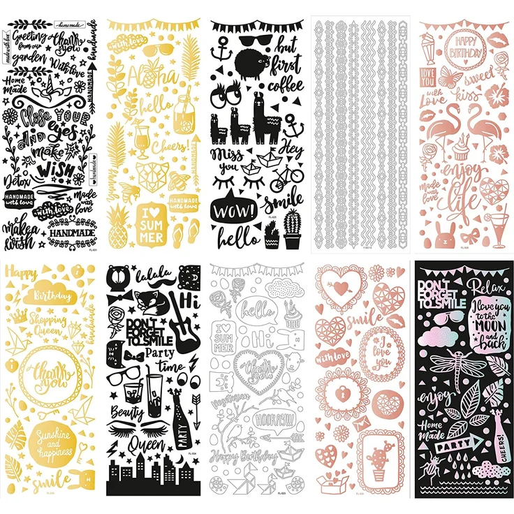 folia 12910 - Relief, Sticker Ganzjahr II, hochwertige Sticker, 10 Blatt, ca. 10 x 24 cm, Motive sortiert, ideal zum Verzieren von Grußkarten, Bastelarbeiten und Scrapbooking – Bild 2