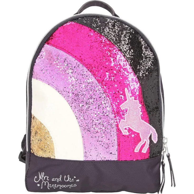 Depesche 10510 Rucksack mit Glitzer, Ylvi und die Minimoomis, anthrazit, ca. 10 x 22 x 27,5 cm, grau