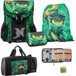Lego Ninjago Schulranzen Set 5tlg. EASY GREEN Ranzen 1. Klasse mit Federmappe und Sporttasche