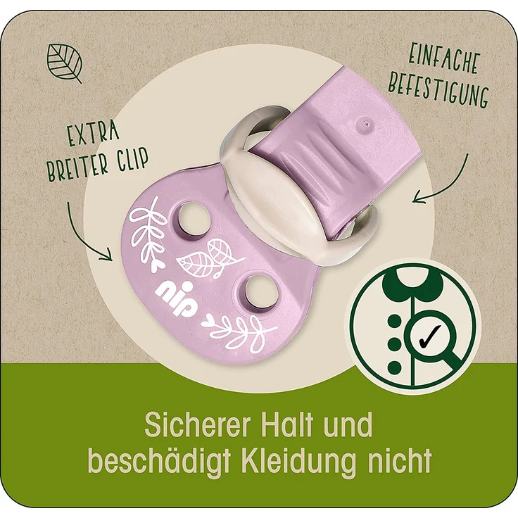 nip Stay Green Schnullerband aus 100% Bio-Baumwolle, Made in Germany, für Schnuller mit Ring, stufenweise verstellbar,schützt Kleidung, Colour:Grün – Bild 4