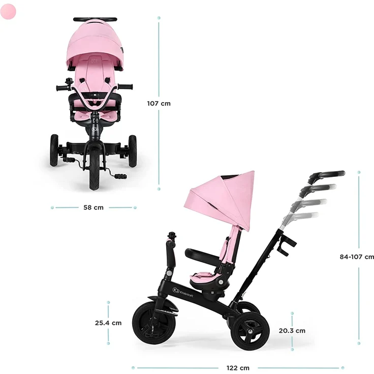 Kinderkraft 5-in-1 Dreirad TWIPPER - pink – Bild 7