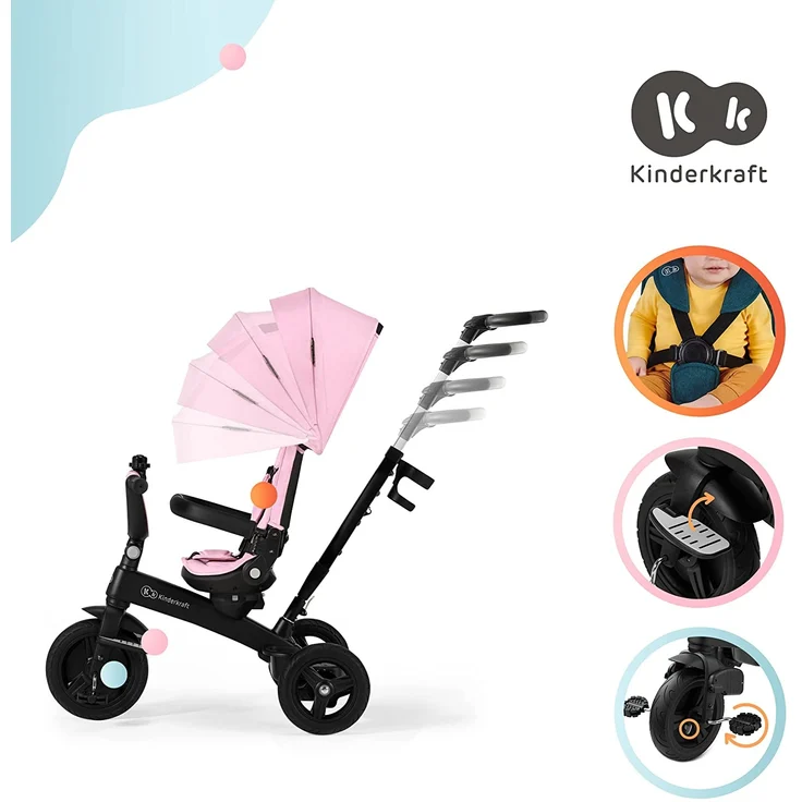 Kinderkraft 5-in-1 Dreirad TWIPPER - pink – Bild 6