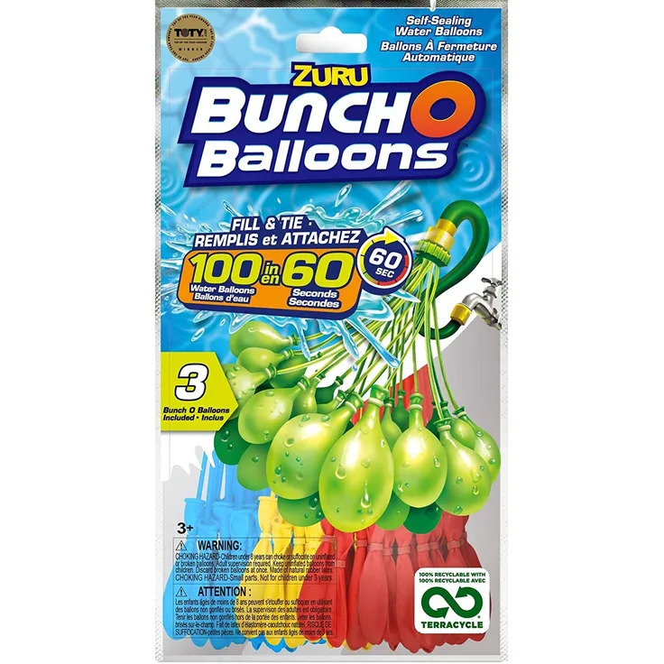 Bunch O Balloons 100 schnell zu füllende, selbstverschließende Wasserballon (3er-Pack)