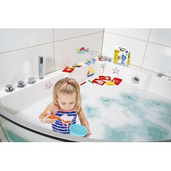 Eberhard Faber 524116 - Set da bagno per bambini 16 pezzi, con pastelli da bagno, colori da bagno, stencil, spugna, bagni scoppiettanti, scatola del divertimento da bagno