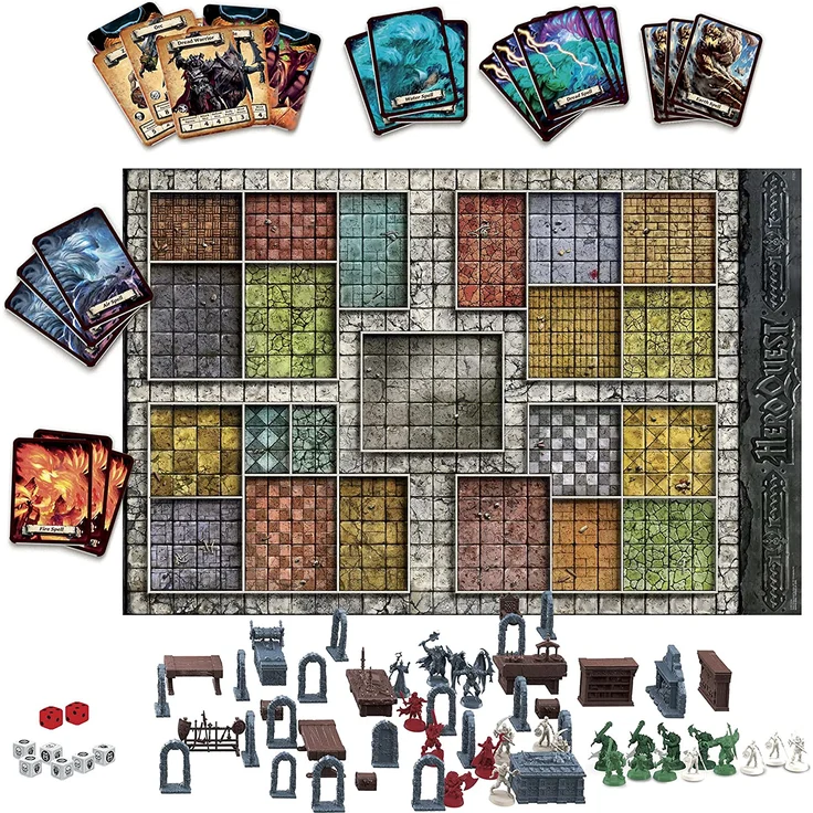 Avalon Hill 'HeroQuest', Basisspiel Brettspiel, Dungeon Crawler Fantasie-Abenteuerspiel ab 14 Jahren, für 2 − 5 Spieler, deutsch – Bild 3
