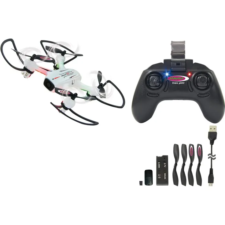Jamara 422027 - Angle 120 WideAngle Drone Altitude HD FPV Wifi 2,4 - 120° Weitwinkel Wifi FPV HD Kamera (720p) mit Photo-/Videofunktion, wechselbarer 4 GB Micro SD-Karte Altitude Hold Adjustment