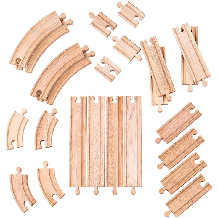 Bigjigs Rail Gerade und Kurven Holzschienen Set
