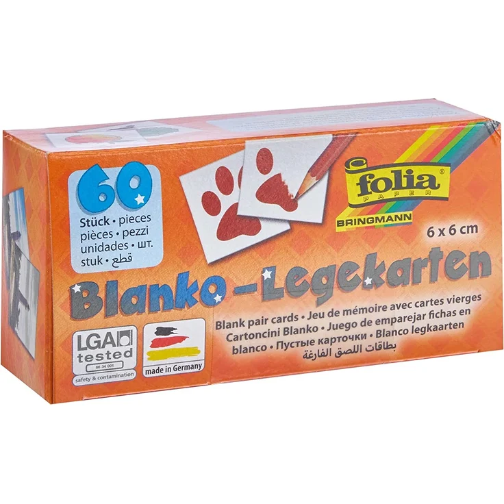 Folia, Memory-Karten, 6x6 cm, Weiß, 60 Karten, 2311 – Bild 1