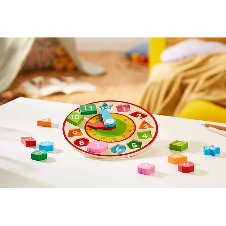 Melissa & Doug FBA_18593 Holzuhr mit Formen zum Sortieren (13 Teile) - Preisvergleich – Bild 8