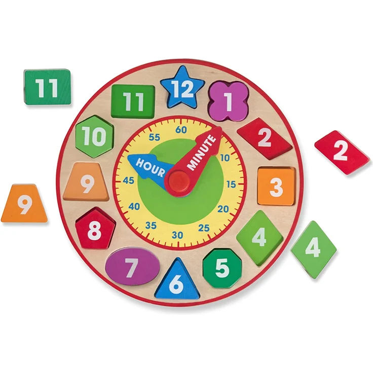 Melissa & Doug FBA_18593 Holzuhr mit Formen zum Sortieren (13 Teile) - Preisvergleich – Bild 2