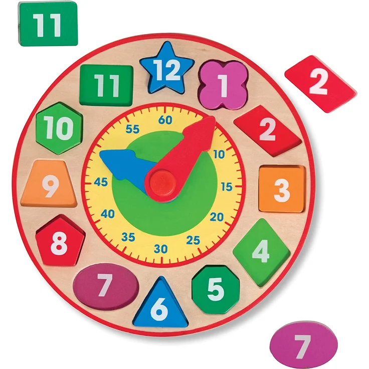 Melissa & Doug FBA_18593 Holzuhr mit Formen zum Sortieren (13 Teile) - Preisvergleich – Bild 4