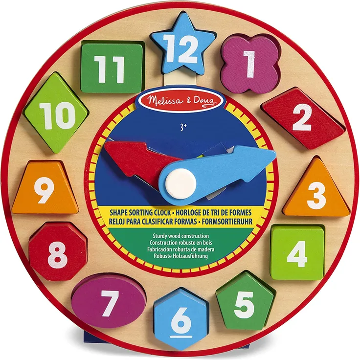 Melissa & Doug FBA_18593 Holzuhr mit Formen zum Sortieren (13 Teile) - Preisvergleich