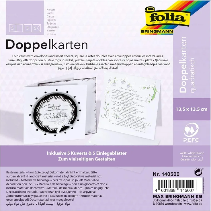 Glorex Doppelkarten 220g/m² 5 Stück
