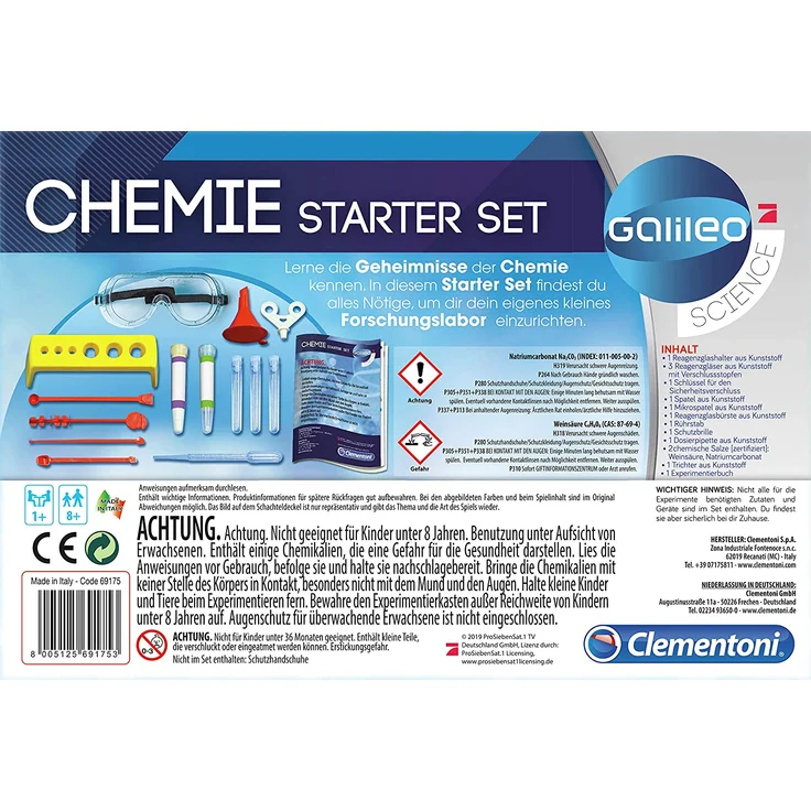 Clementoni 69175 Galileo Science – Chemie Starter-Set, farbenfroher Experimentierkasten mit Experimenten für Zuhause, Spielzeug für Kinder ab 8 Jahren, abwechslungsreiche Versuche – Bild 3