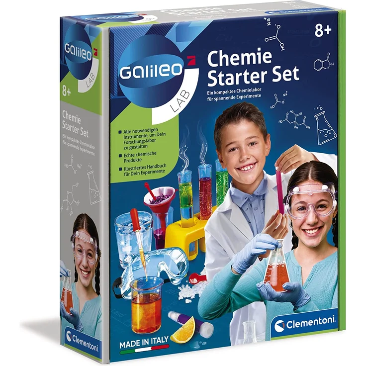 Clementoni 69175 Galileo Science – Chemie Starter-Set, farbenfroher Experimentierkasten mit Experimenten für Zuhause, Spielzeug für Kinder ab 8 Jahren, abwechslungsreiche Versuche – Bild 1