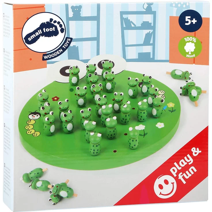 small foot 1876 Solitär 'Frosch' aus Holz, Gesellschaftsspiel mit 33 Frosch-Spielfiguren, ab 6 Jahren – Bild 5