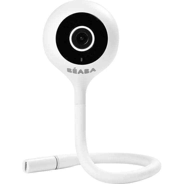 BÉABA - Babyphone Zen Connect - Video-Babyphone - 1080 p Full-HD-Kamera - Walkie-Talkie, große Reichweite - Verbindung mit Mobilnetzwerk und WLAN möglich - Schlaflieder, flexible Stange - Weiß