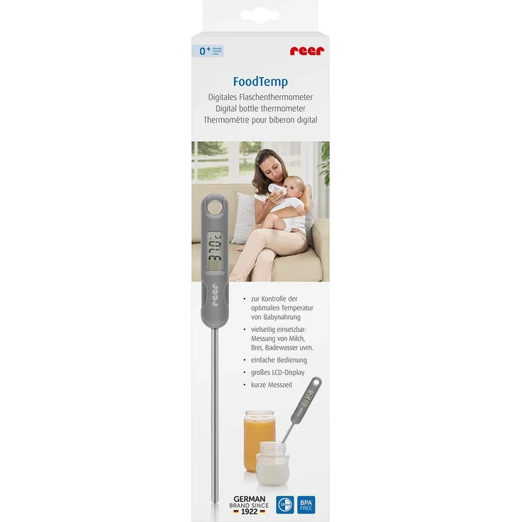 reer Digitales Flaschenthermometer FoodTemp - misst zuverlässig die Temperatur von Fläschchen, grau – Bild 9