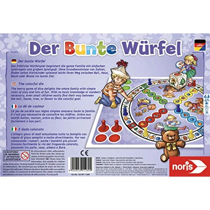 Noris 606011289 Der Bunte Würfel, der fröhliche und kindgerechte Würfelspiel Klassiker für Klein und Groß, ab 3 Jahren – Bild 3