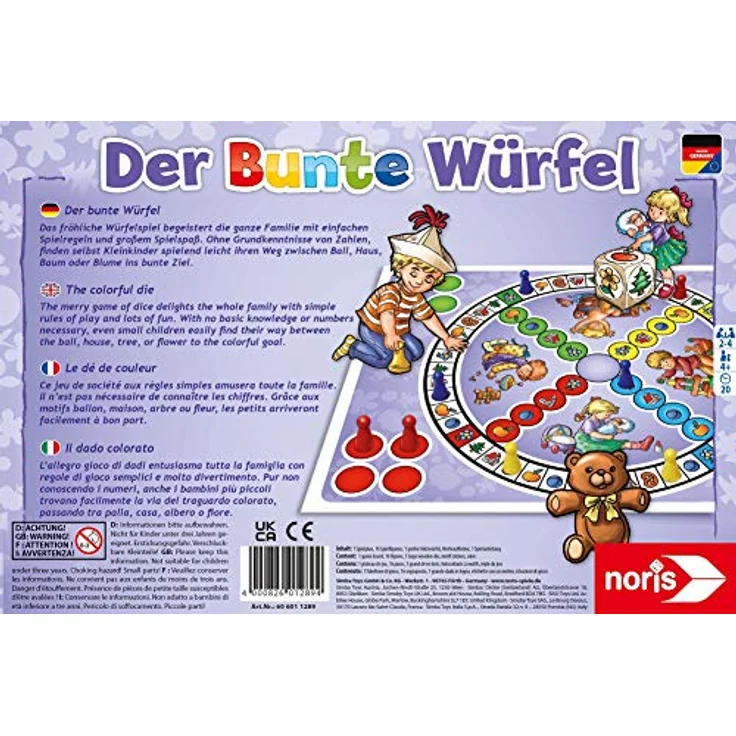 Noris 606011289 Der Bunte Würfel, der fröhliche und kindgerechte Würfelspiel Klassiker für Klein und Groß, ab 3 Jahren – Bild 2