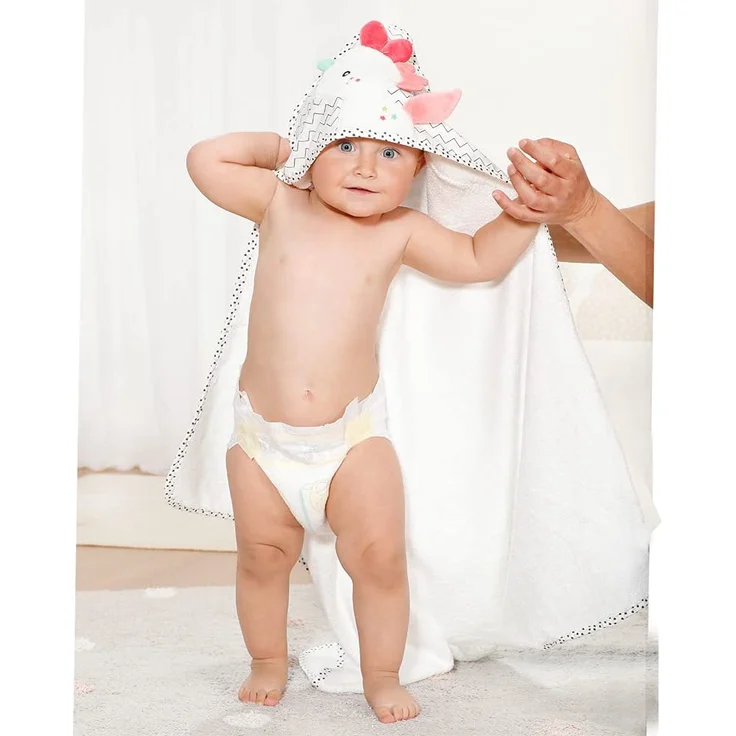 Fehn 057263 Kapuzenbadetuch Einhorn – Bade-Poncho aus Baumwolle mit süßem Einhorn für Babys und Kleinkinder ab 0+ Monaten – Maße: 80 x 80 cm – Bild 3