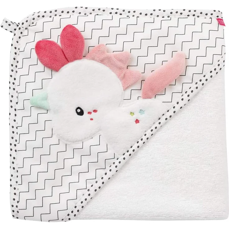 Fehn 057263 Kapuzenbadetuch Einhorn – Bade-Poncho aus Baumwolle mit süßem Einhorn für Babys und Kleinkinder ab 0+ Monaten – Maße: 80 x 80 cm – Bild 1