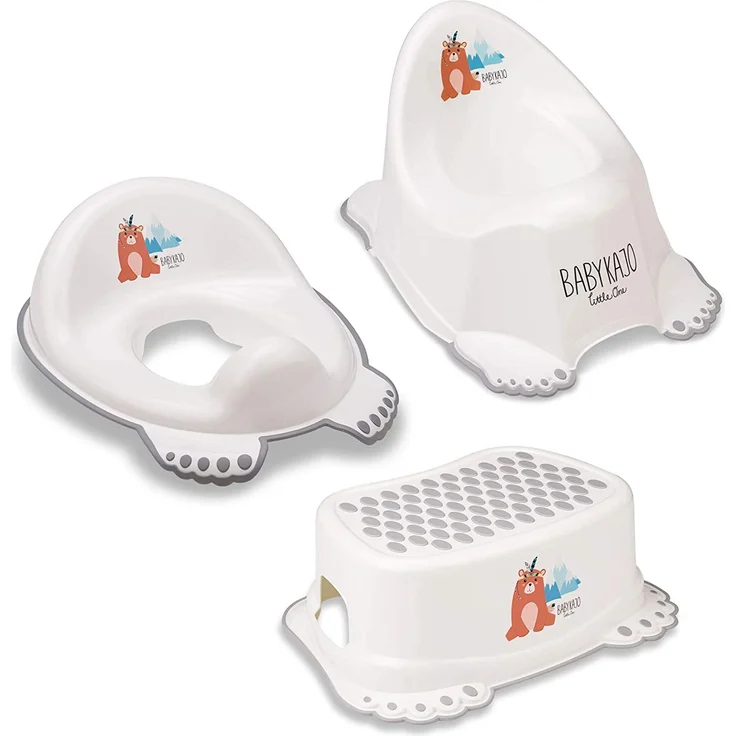 Neugeborenen Set - Kinder Töpfchen + Kinder toilettensitz + Kinder Tritthocker - Toiletten Aufsatz mit Antirutschfüßchen – Bild 1